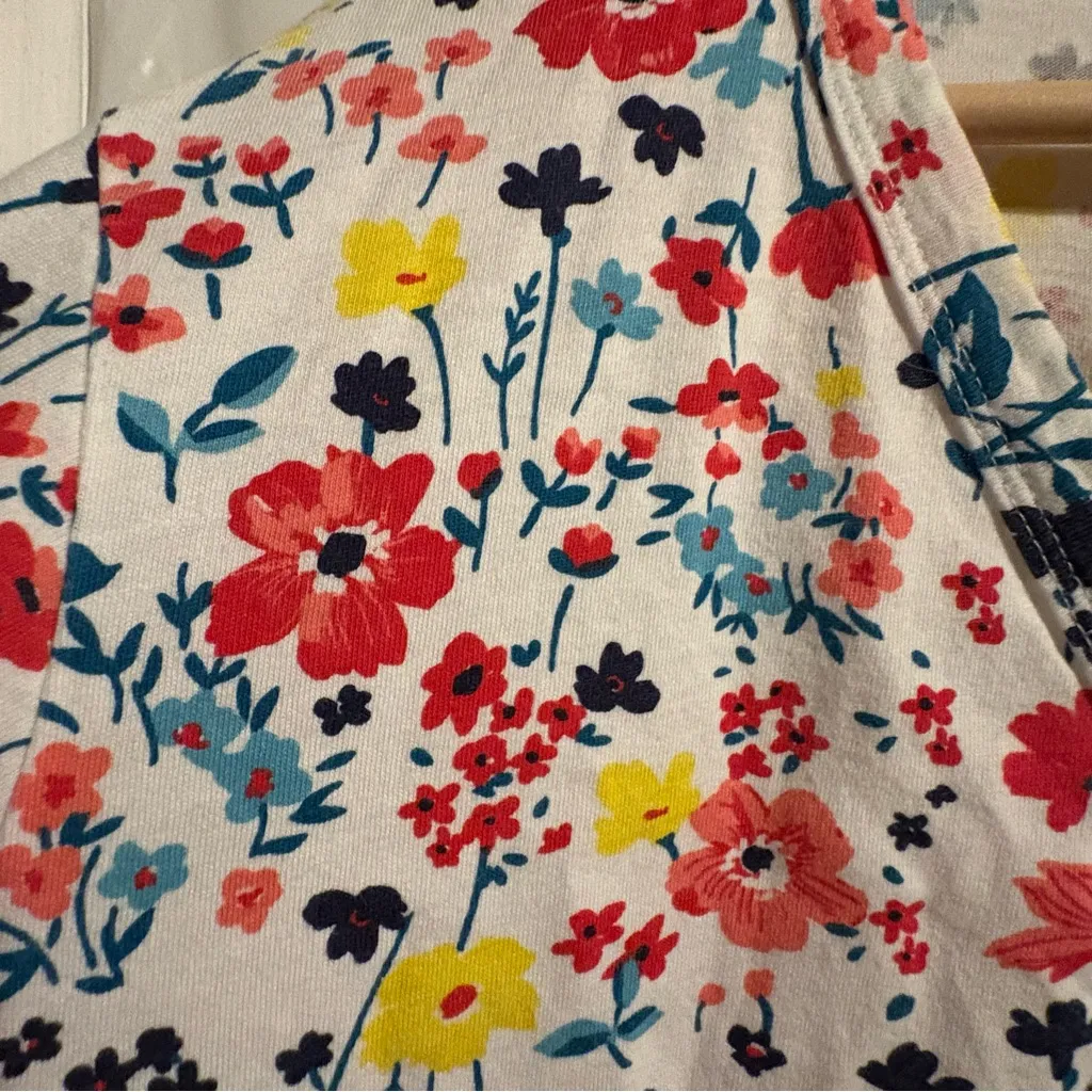 Woman Within Blouse Top 30/32 3X Floral Print V Neck Short‎ Sleeve Cotton White - Image 4