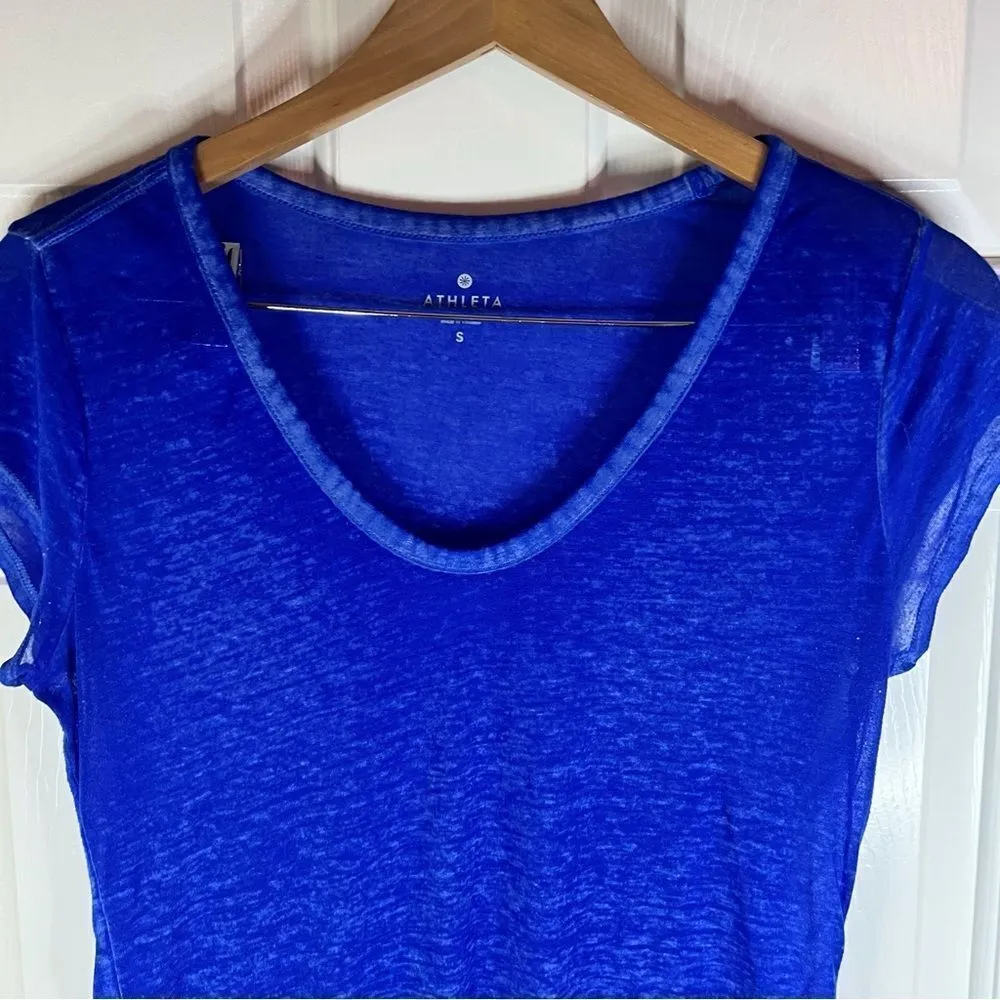 Athleta Womens Soft Light Weight Royal Blue Athletic Top Size Small Comfy Active - Image 3