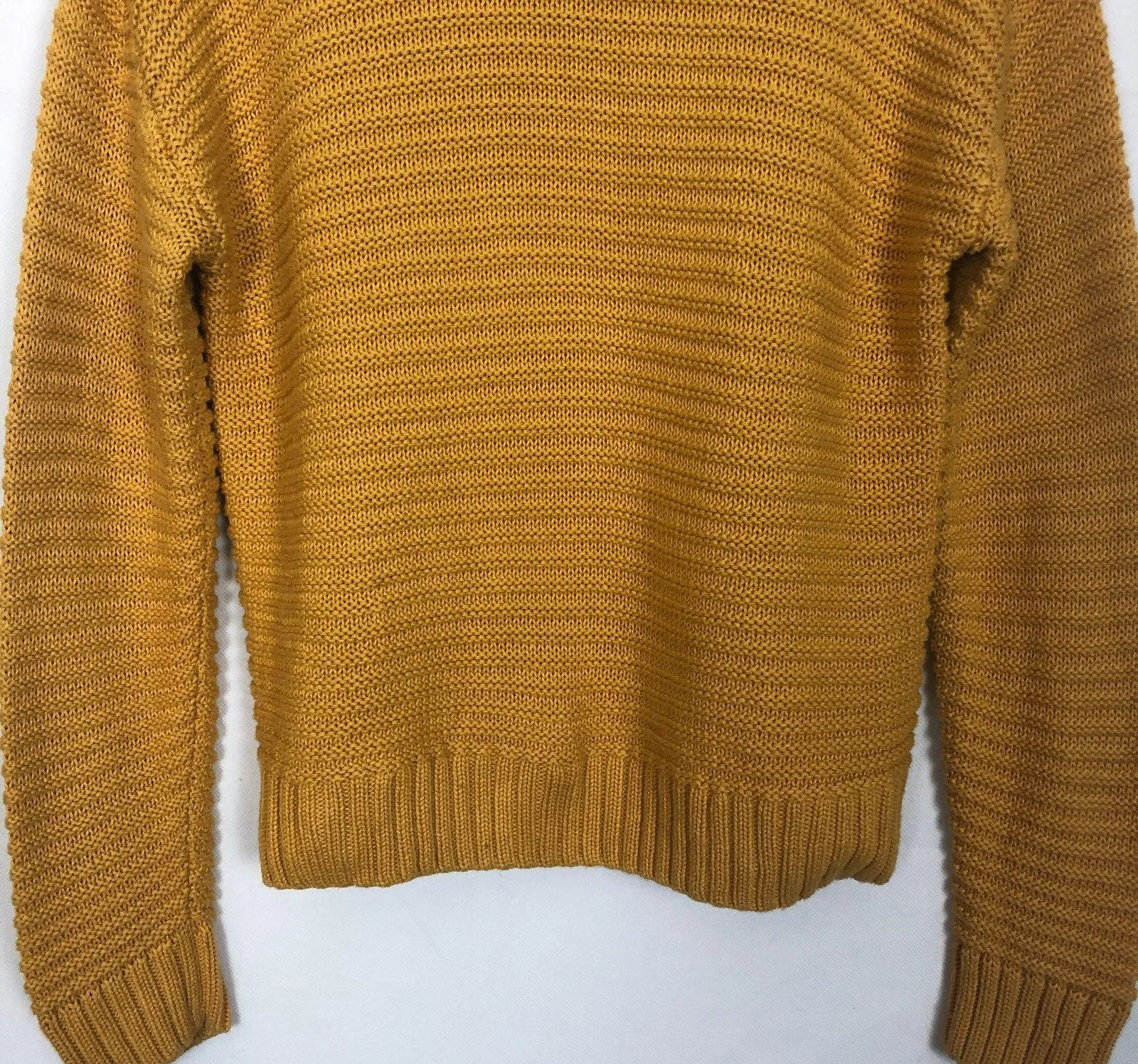 Divided Crew Neck Mustard Ribbed Pullover Sweater Yellow Size XS - Image 3