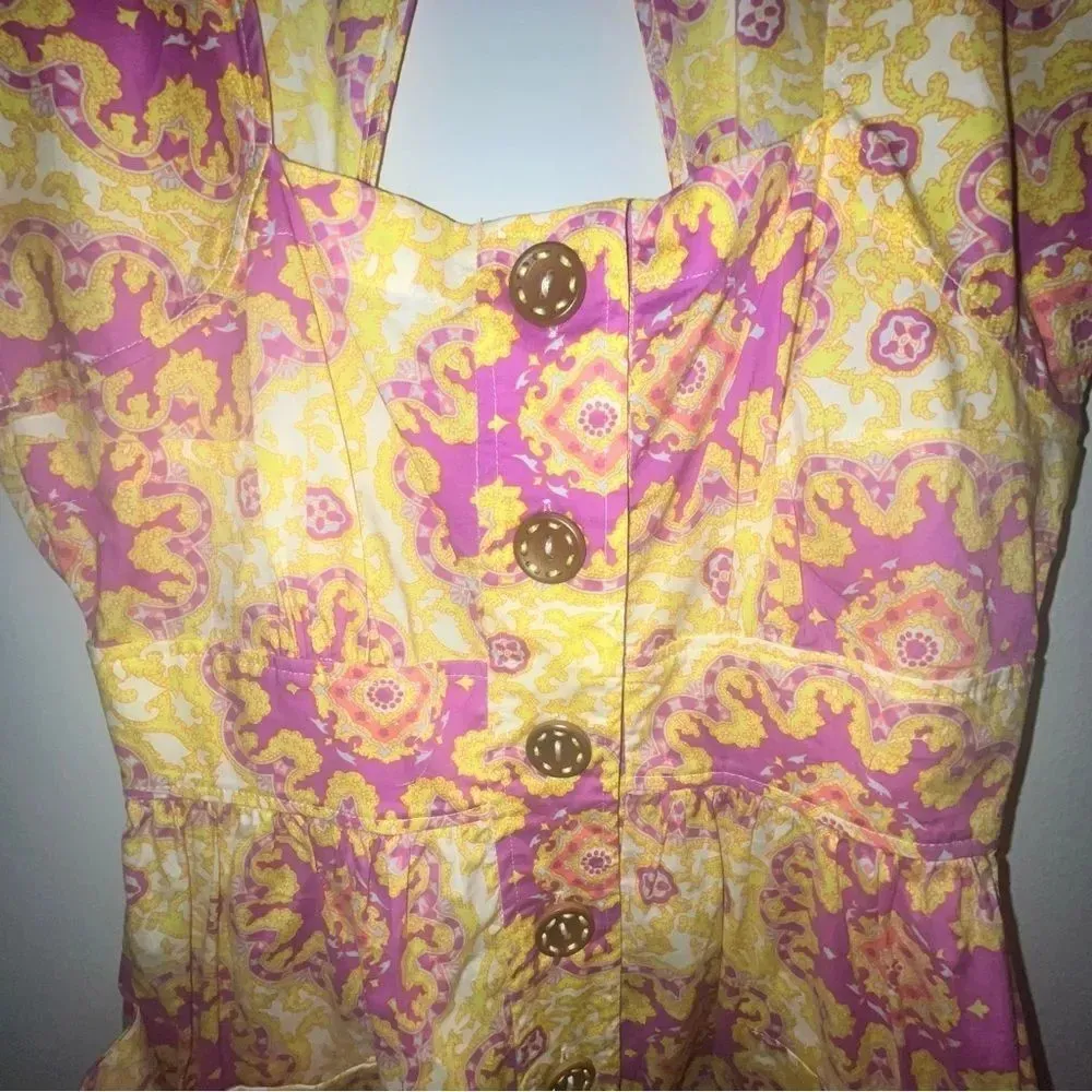 Vintage Y2K Plenty by Tracy Reese Boho Medallion Blouse Sz 4 - Image 3