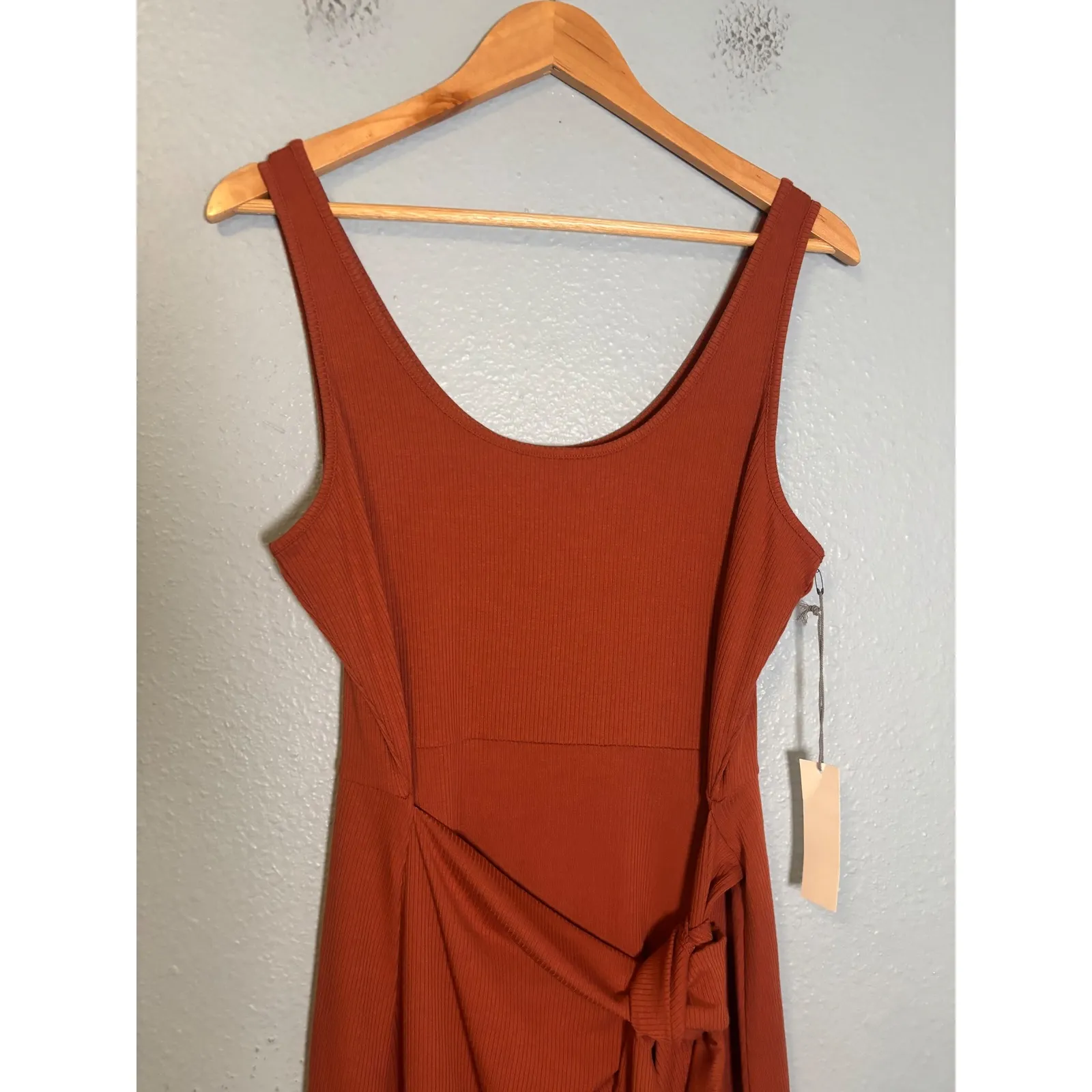 NWT Nine Britton Ribbed Knit Midi Tank Dress Rust Orange XL Petite Beach Summer - Image 4