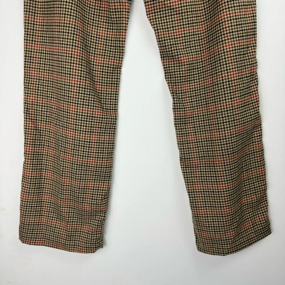Brandy Melville Straight Leg Plaid Print Pants High Rise Tan Red Black Preppy - Image 13
