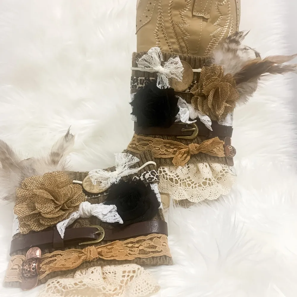 Handmade Removable Women’s Boot Bands/Cuffs Brown - Image 5