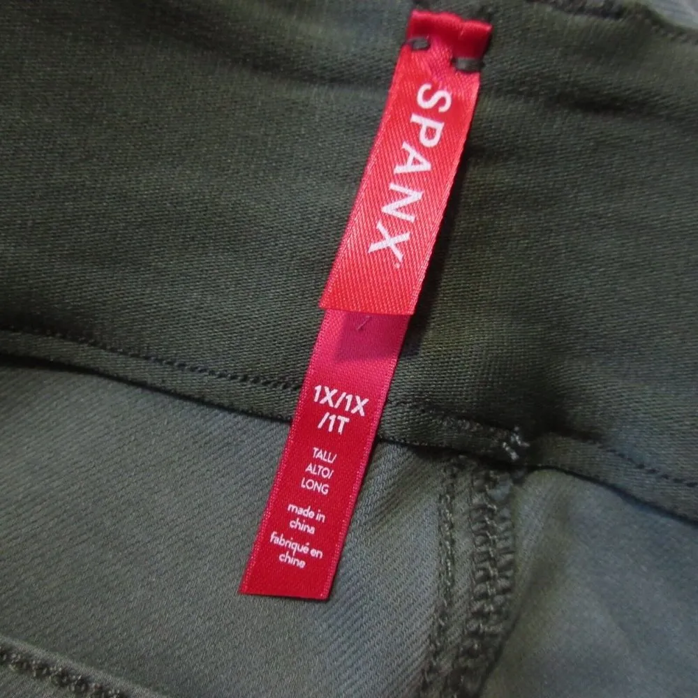 NWT SPANX 20312T Stretch Twill Cropped Wide Leg in Soft Sage Khaki Pants 1X Tall - Image 4