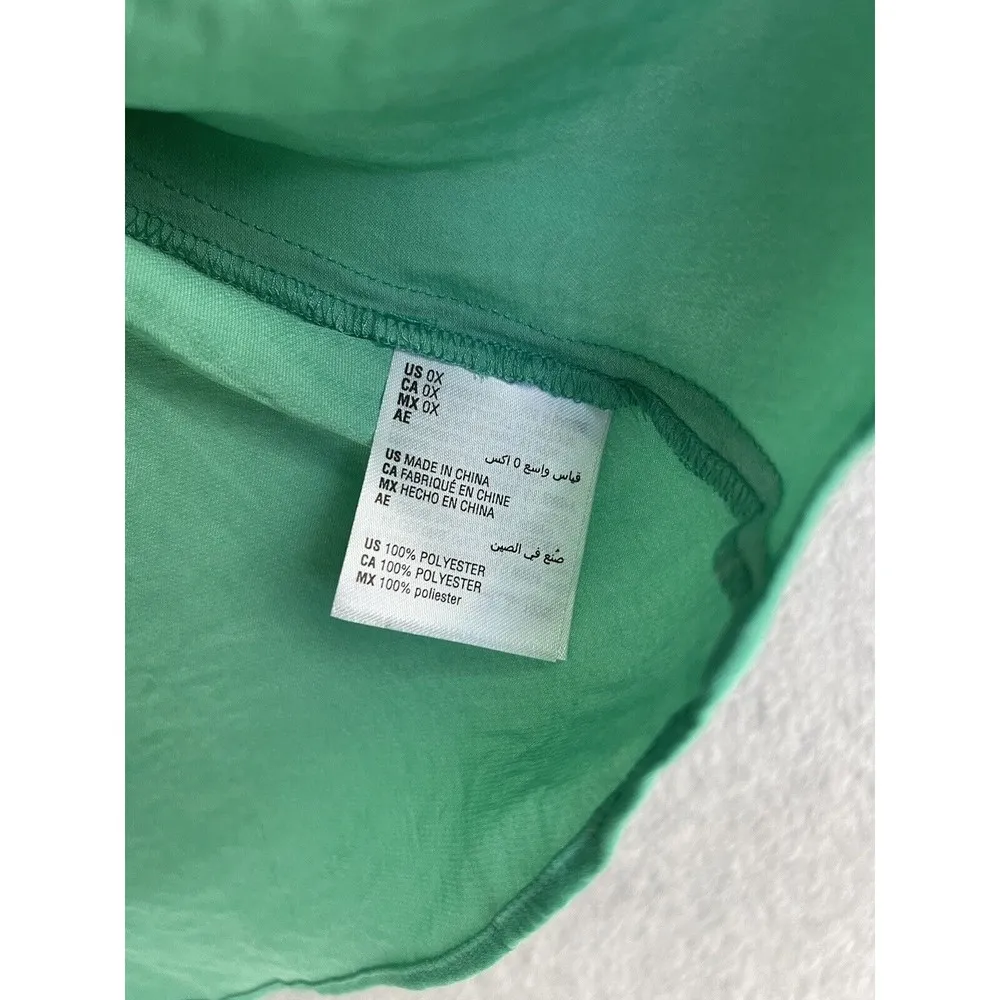 Alfani Women's Blouse Bell Sleeve Tie Front VNeck Plus Size 0X Green - Image 4