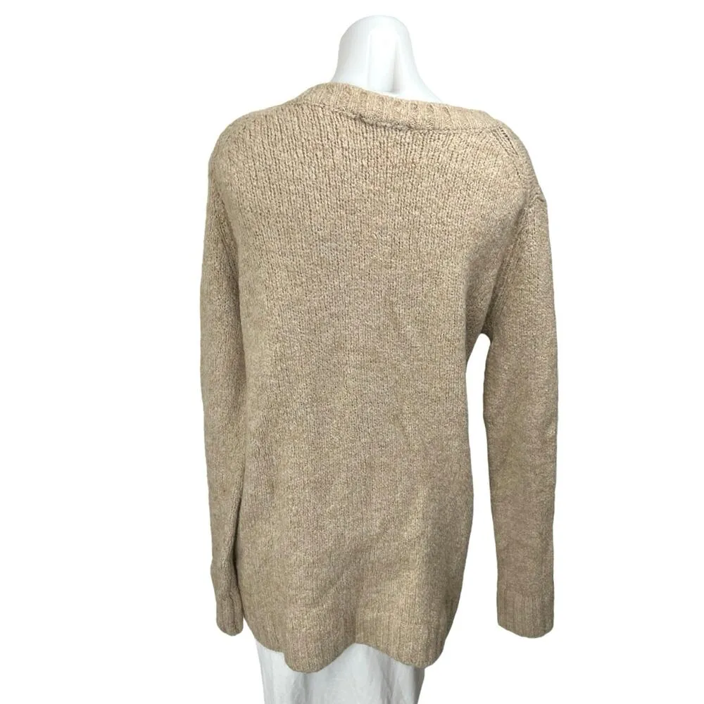 Zara Women's Tan Beige Alpaca Wool Knit Butterfly Sequin Beaded Sweater Top Sz M - Image 2