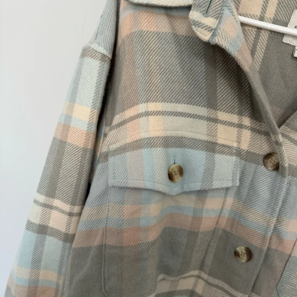 American Eagle Boyfriend Fit Plaid Button-Up Shacket - Image 3