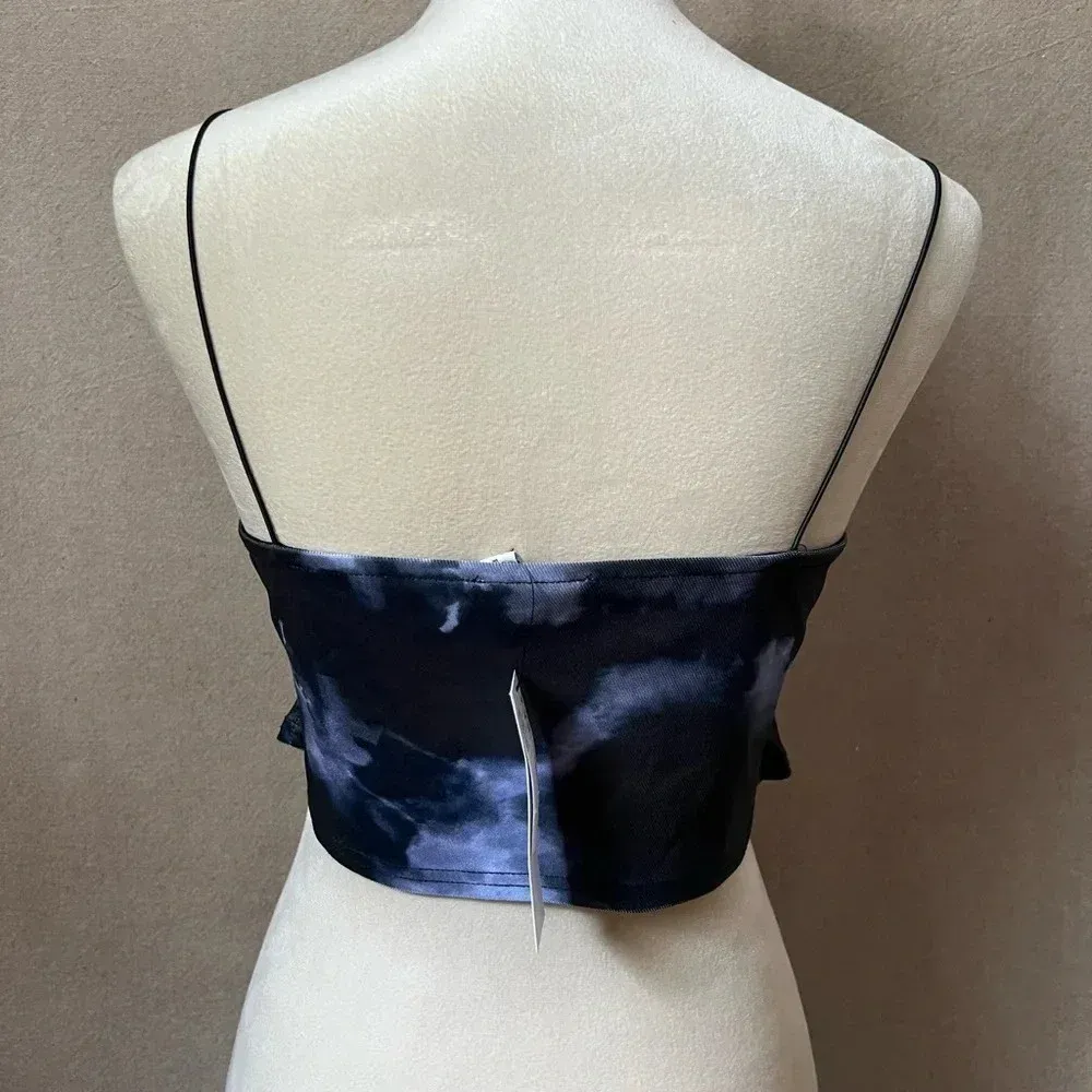 TOPSHOP Black Lavender Tie Dye Crop Top Spaghetti Strap NEW Sz 10 Petite - Image 6