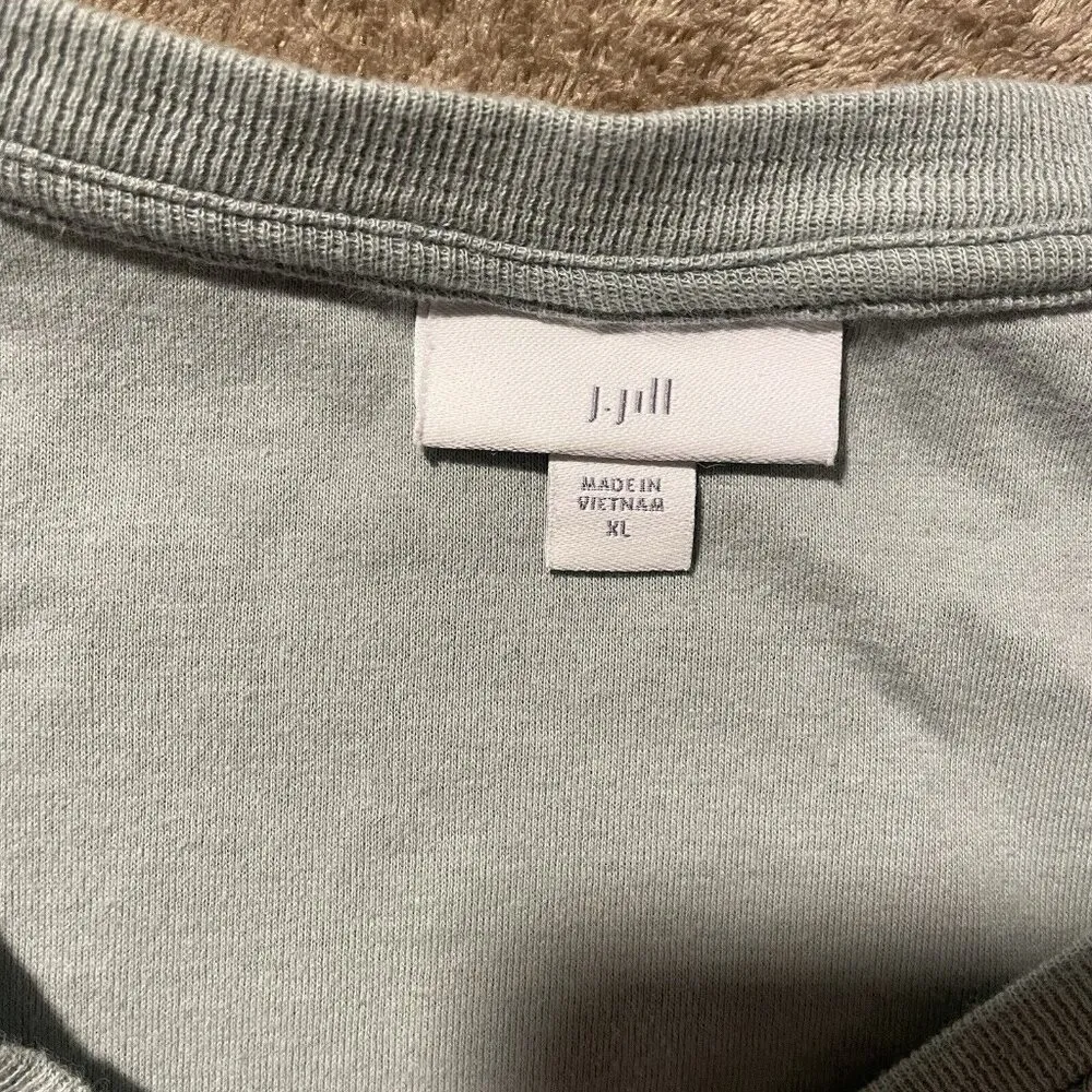 J. Jill Top Womens XL Textured Patch-Pocket Knit Tunic V Neck  Mineral Green - Image 3