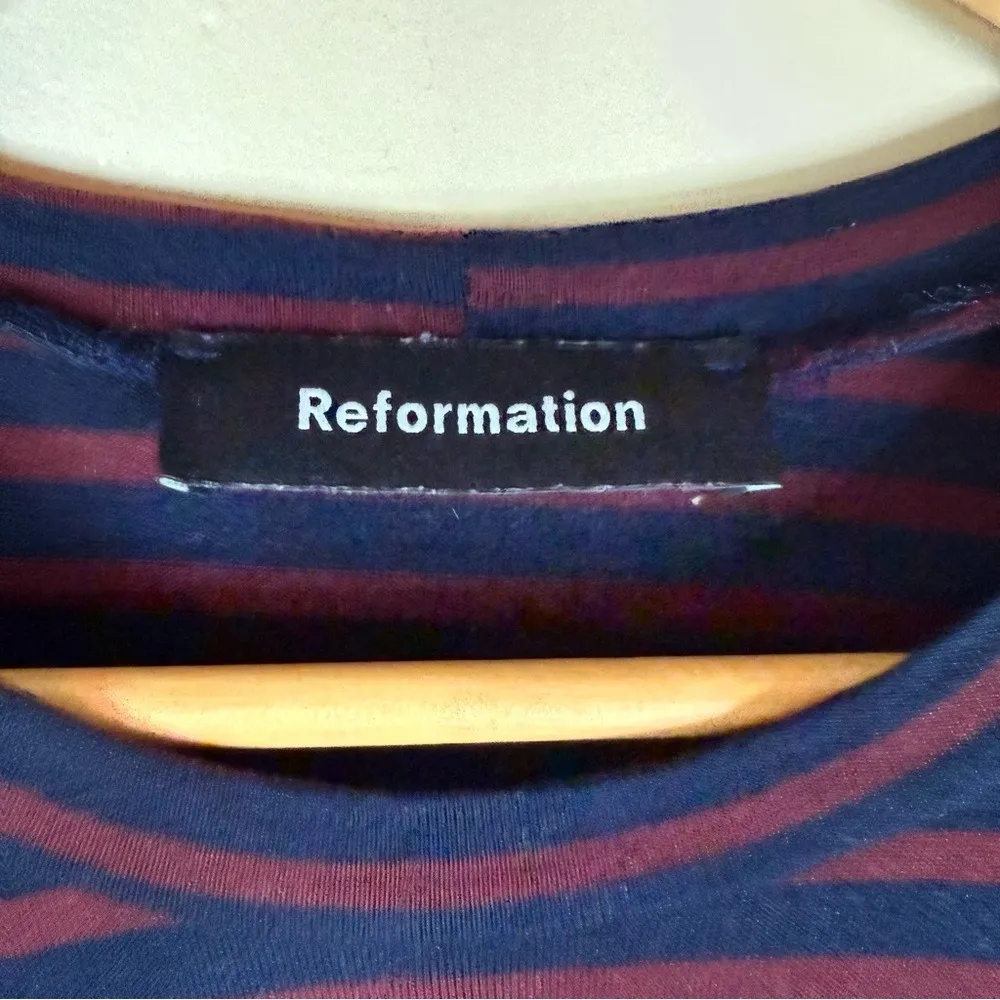 Reformation  Josephina Striped Size Medium Stretch‎ Tee Round Neck Shirt - Image 7