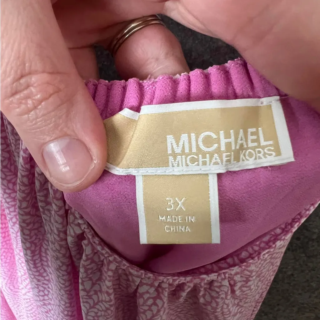 Michael Michael Kors 3X Pink chain strap floral maxi Dress - Image 3