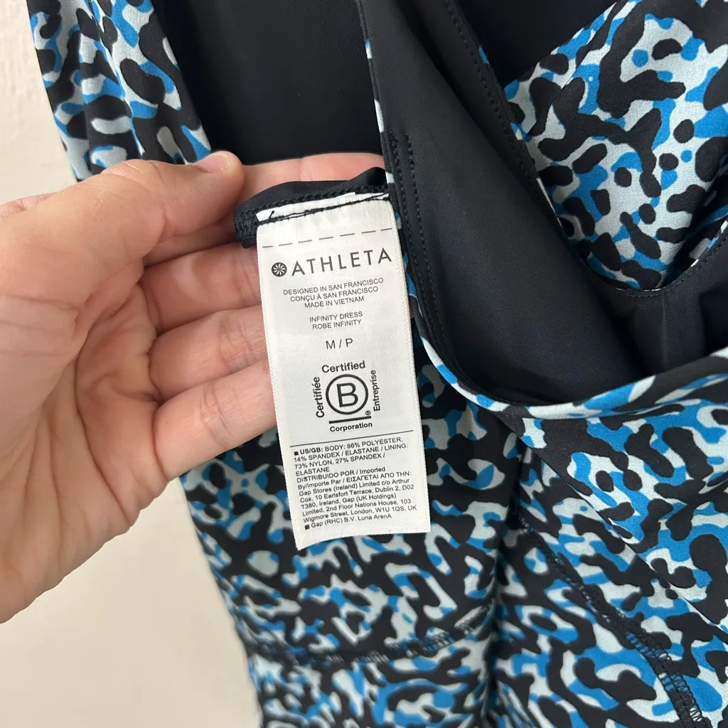 Athleta Infinity Dress Robe Infinity Leopard Blue Black Print Athletic Dress M/P - Image 10