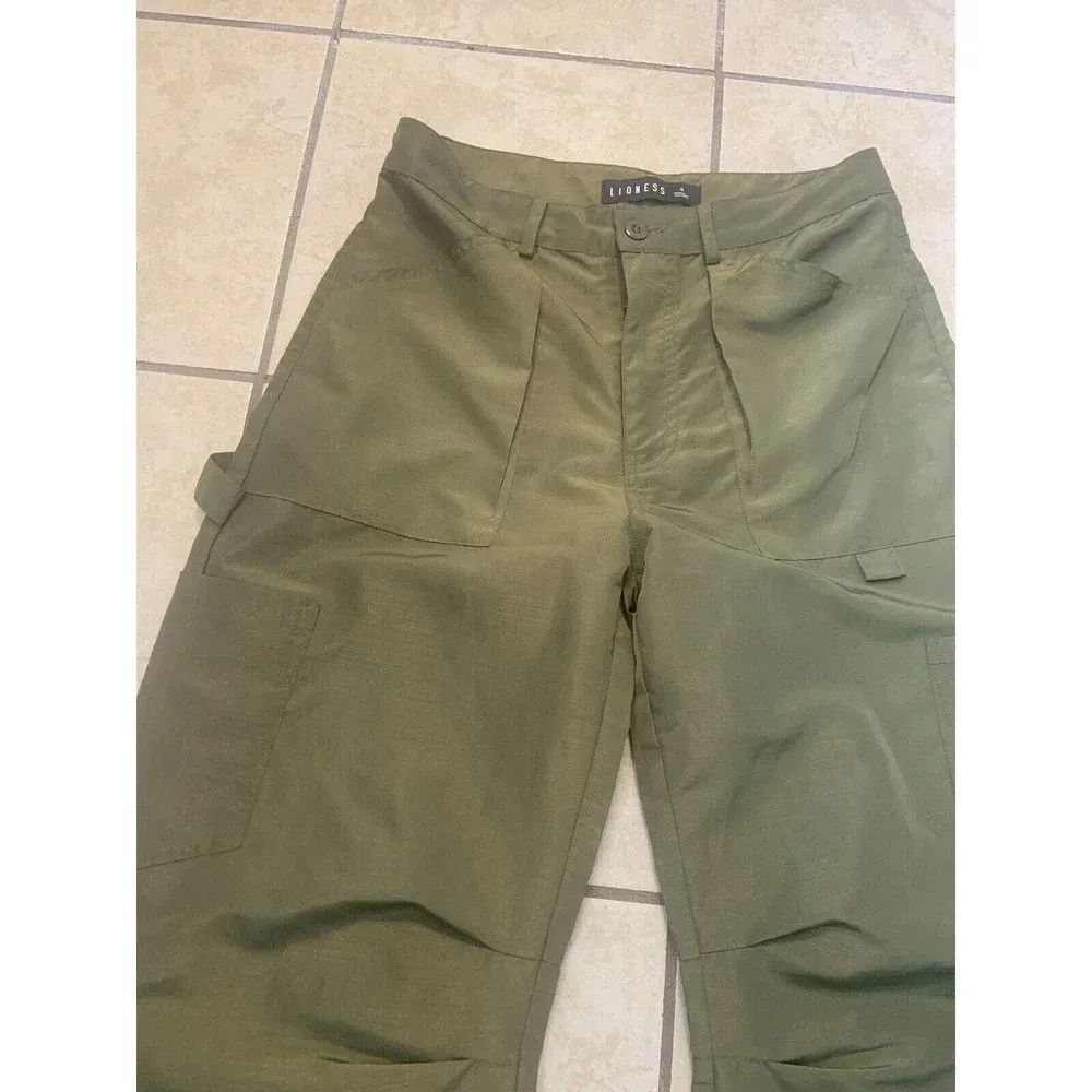 lioness miami vice pants Army Green S NWOT fall casual cargo low rise $98 y2k - Image 7