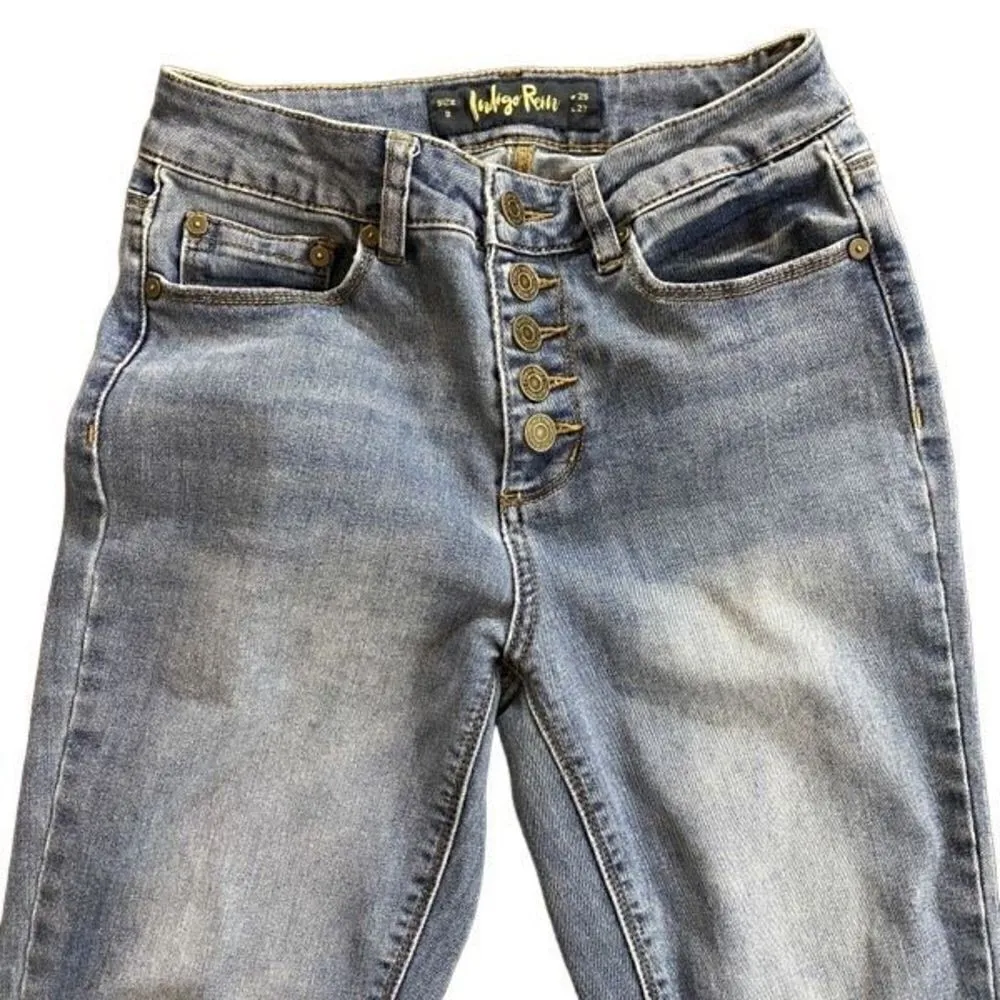 Indigo Rein Raw hem skinny jeans button fly w25 l27 Blue Size 25 - Image 6