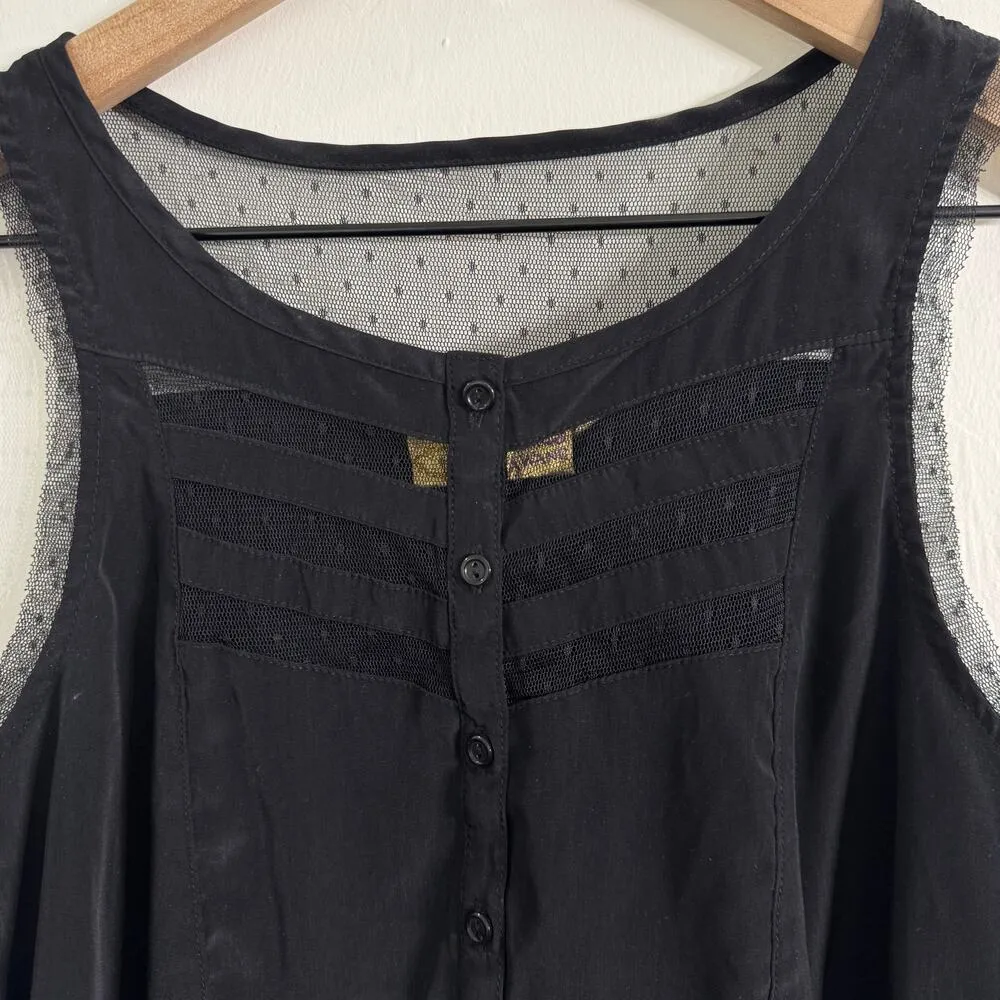Princess Vera Wang Black Polka Dot Lace Insert Tank Top Size Small - Image 3