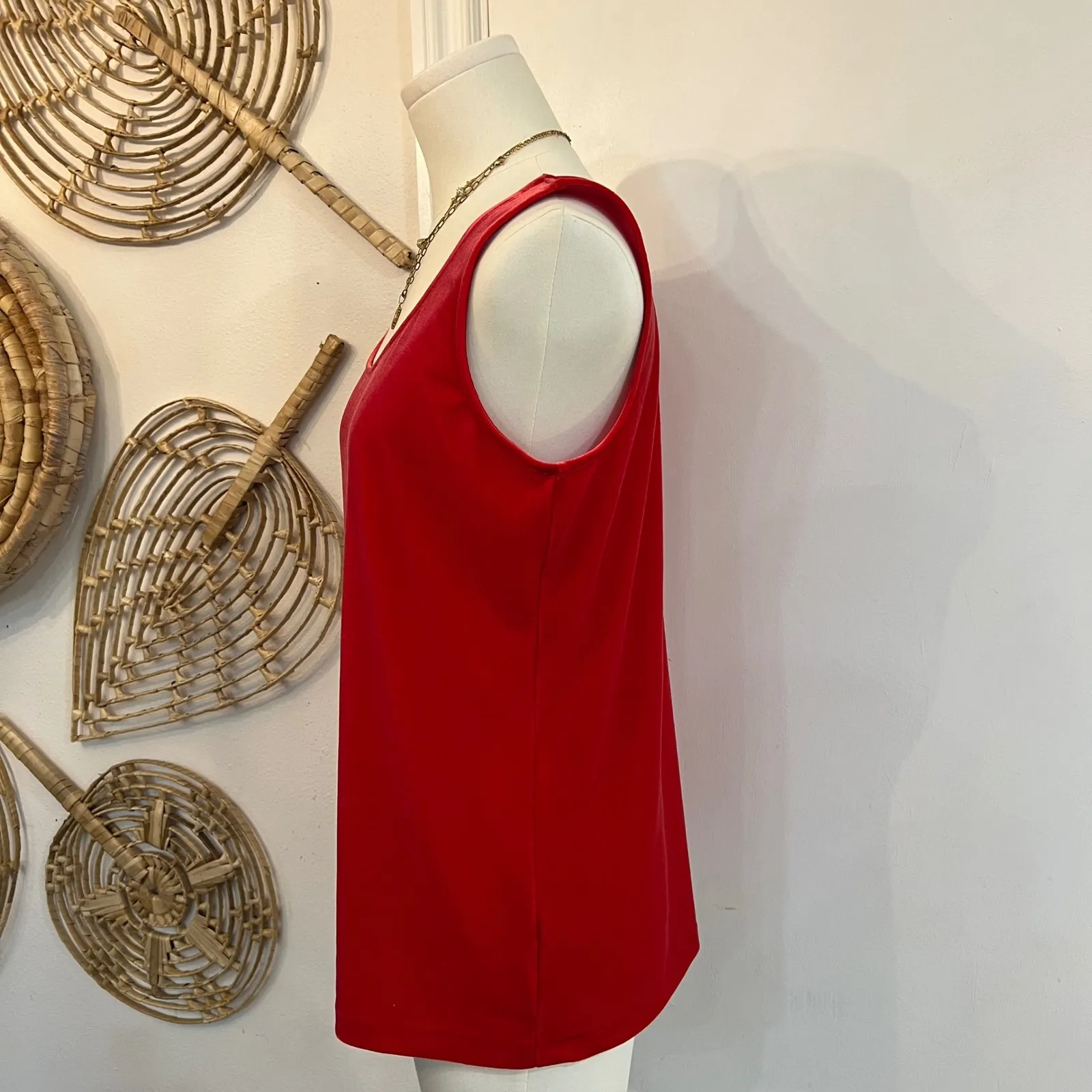 Talbots Red Velvet Tank Top Y2K Stretch Scoop Neck Sleeveless Top Party Size M - Image 5