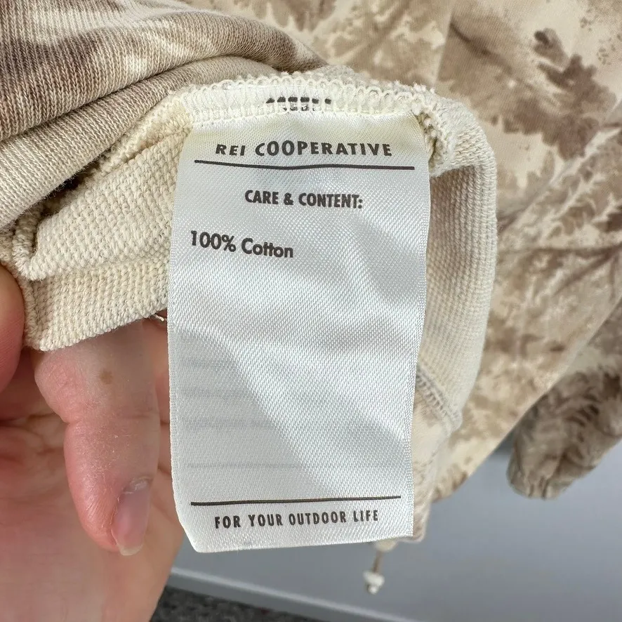 REI‎ Cooperative Long Sleeve Pocket T Shirt Fern Botanical Print Women's Large Tan - Image 6