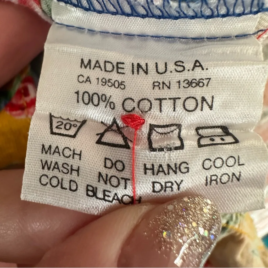 Vintage Mousefeathers Small Floral Ruffle Midi Dress 80s Floral Bib Whimsical Blue - Image 5