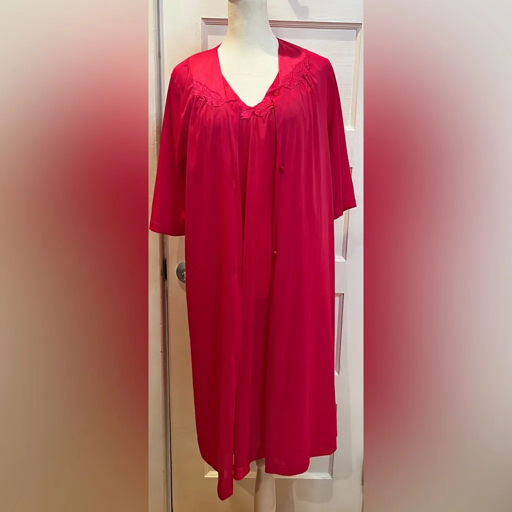 True Vintage 70s 80s Vassarette nightgown and robe set pink peignoir set Size S - Image 7
