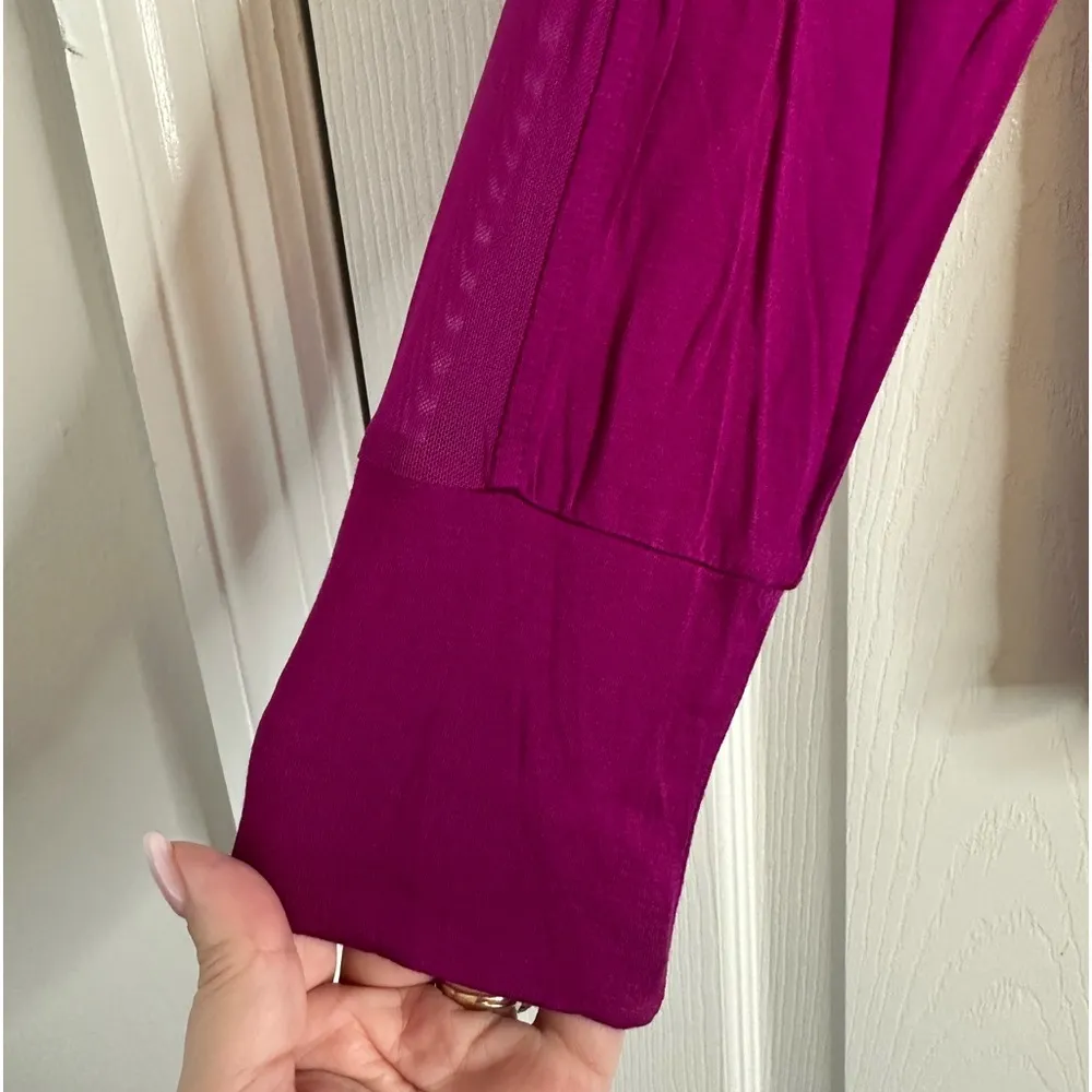 Women's Fuchsia Shirt with Sheer Panels, Size Medium - Image 3