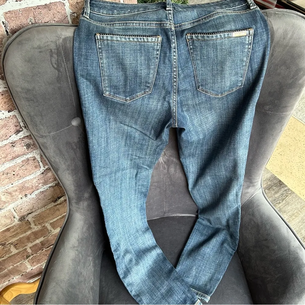 White House Black Market Mid-Rise Faux leather trim Skinny Ankle Jeans size 4 - Image 7