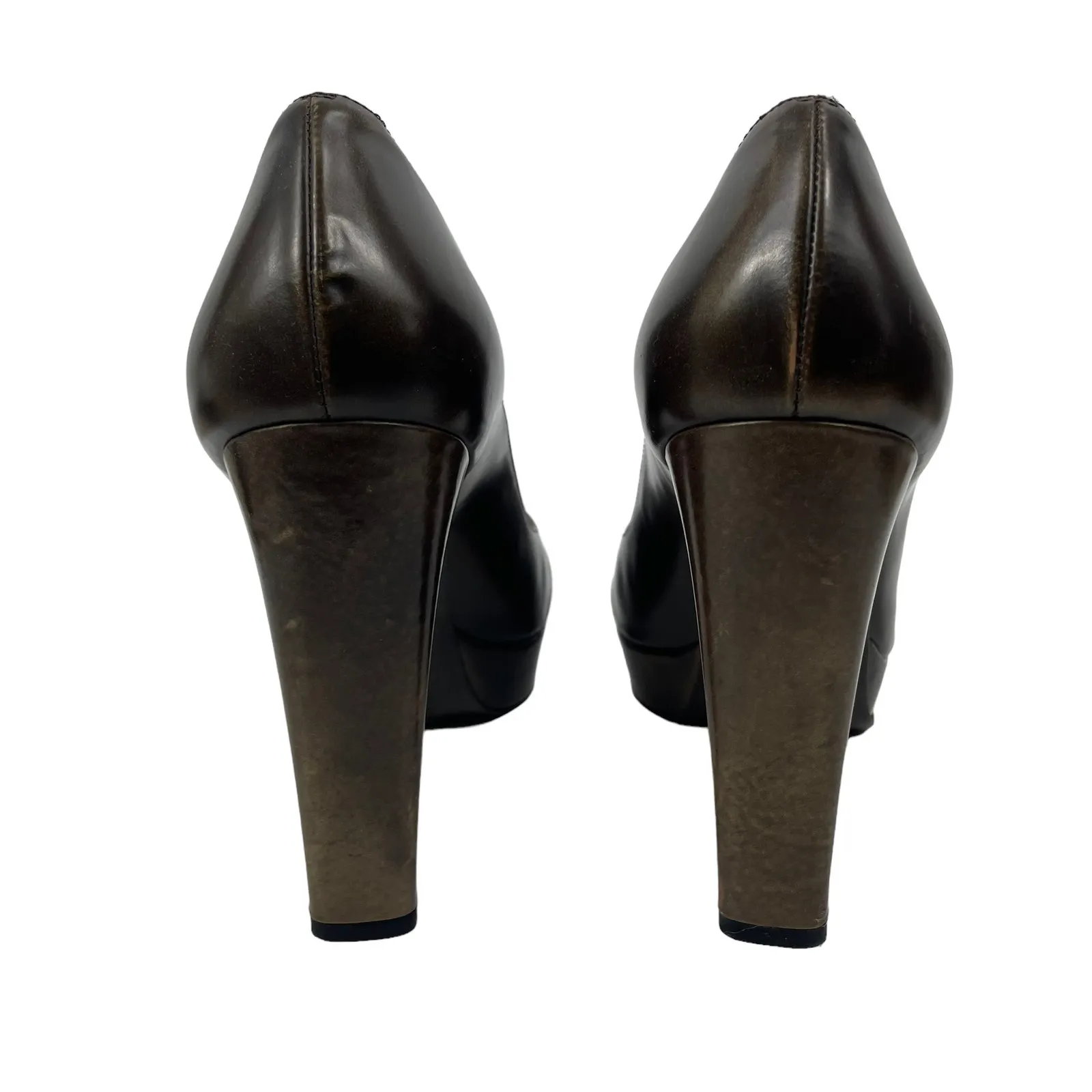 Stuart Weitzman Peep Toe Braided Pumps Metallic Brown Size 8.5M - Image 8