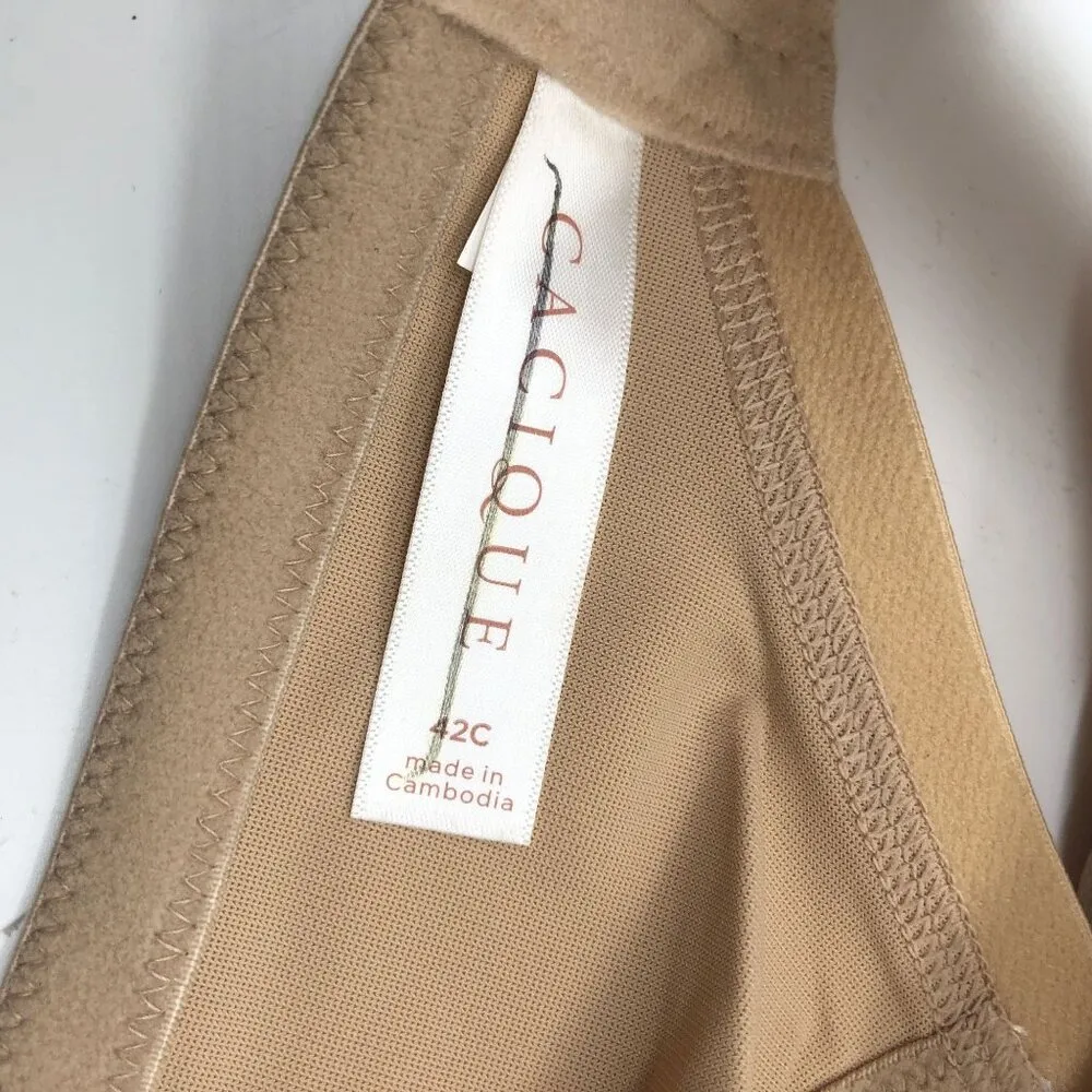 Cacique Modern Lightly Lined Lounge Bra Beige Nylon & Spandex Underwire 42C - Image 4