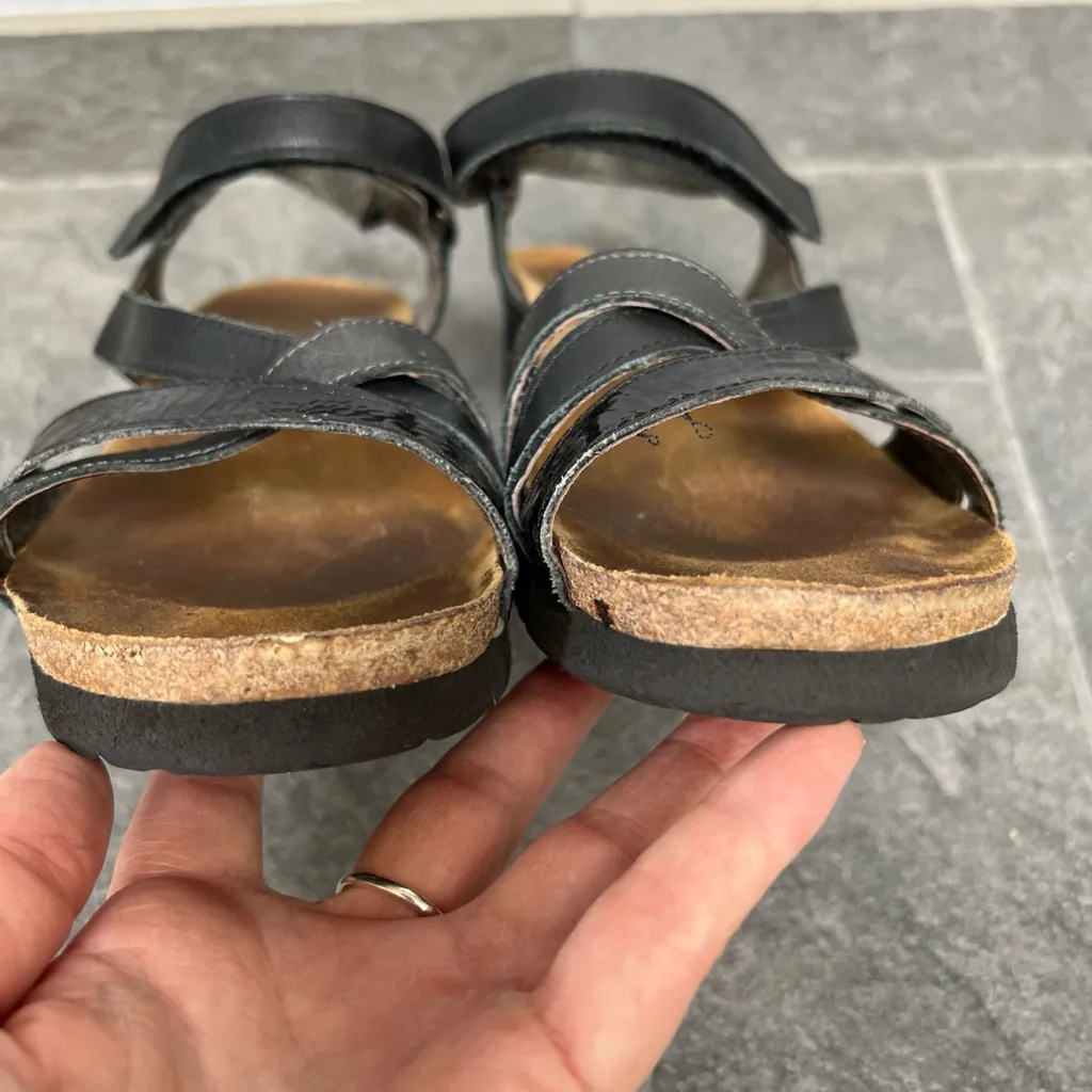 NAOT Black Leather Sophia‎ Wedge Comfort Sandals Size 40 - Image 6