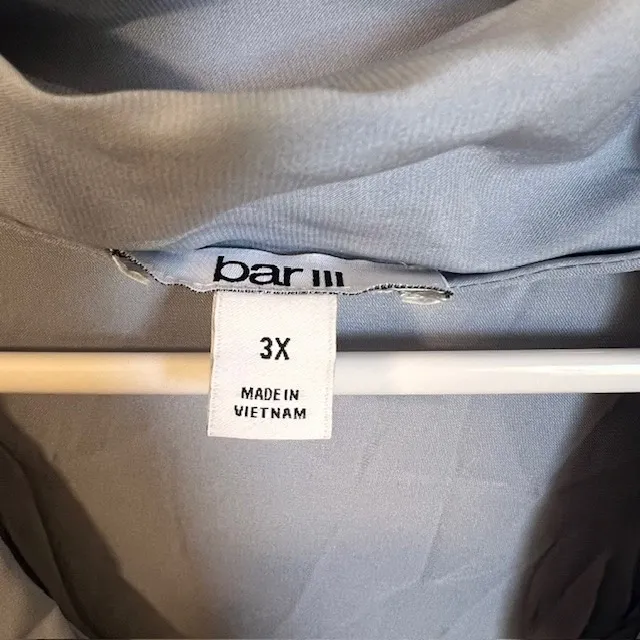 Bar III Women's Balloon Long Sleeve Blouse Satin Pullover Light Gray Size 3X - Image 6