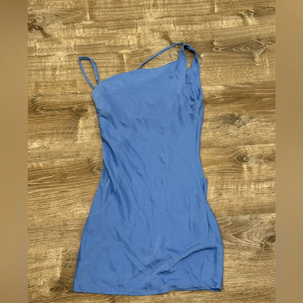 Nasty Gal Satin Mini Dress Blue US 2 Petite Satin Cowl Neck - Image 6