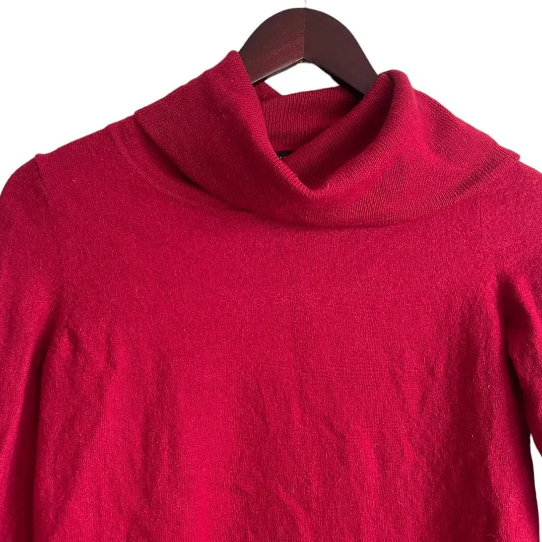 Talbots Women Crop Sweater M Red Merino Wool Cowl‎ Neck Classic Capsule Minimal - Image 9