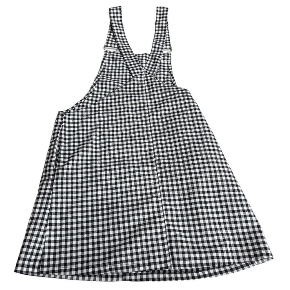 Polly Princess Overall Gingham Dress Black White Size 8 - Image 2