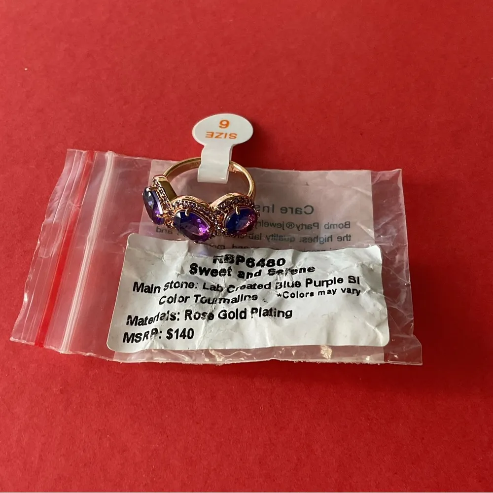 Bomb Party RBP6480 “Sweet And Serene” Tourmaline on Rose Gold Size 6 Ring NWT Purple - Image 5