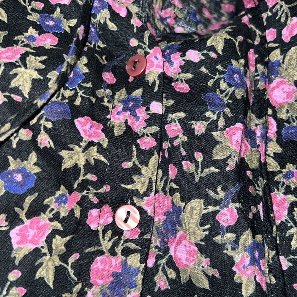 FREE PEOPLE Long Sleeve Button Down Floral Top with Puff Sleeves Size Large - Image 6