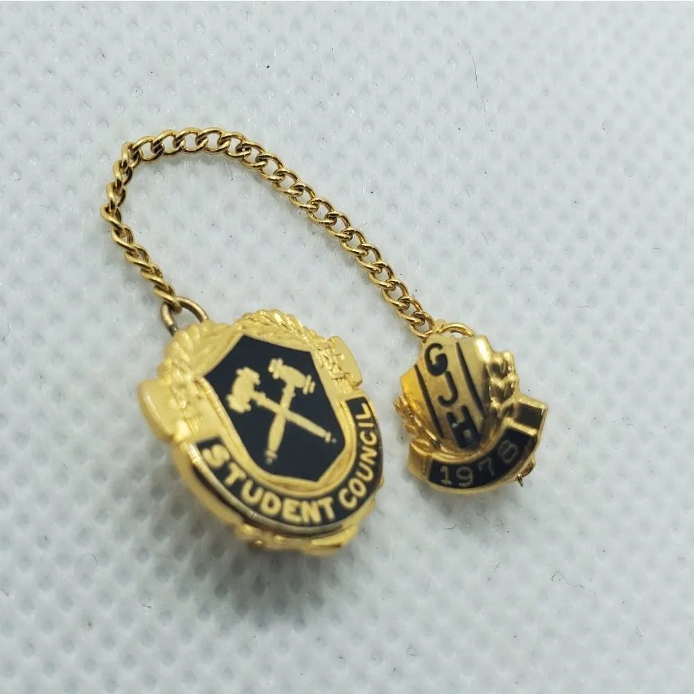 Vintage Student Council Pin Gold - Image 2