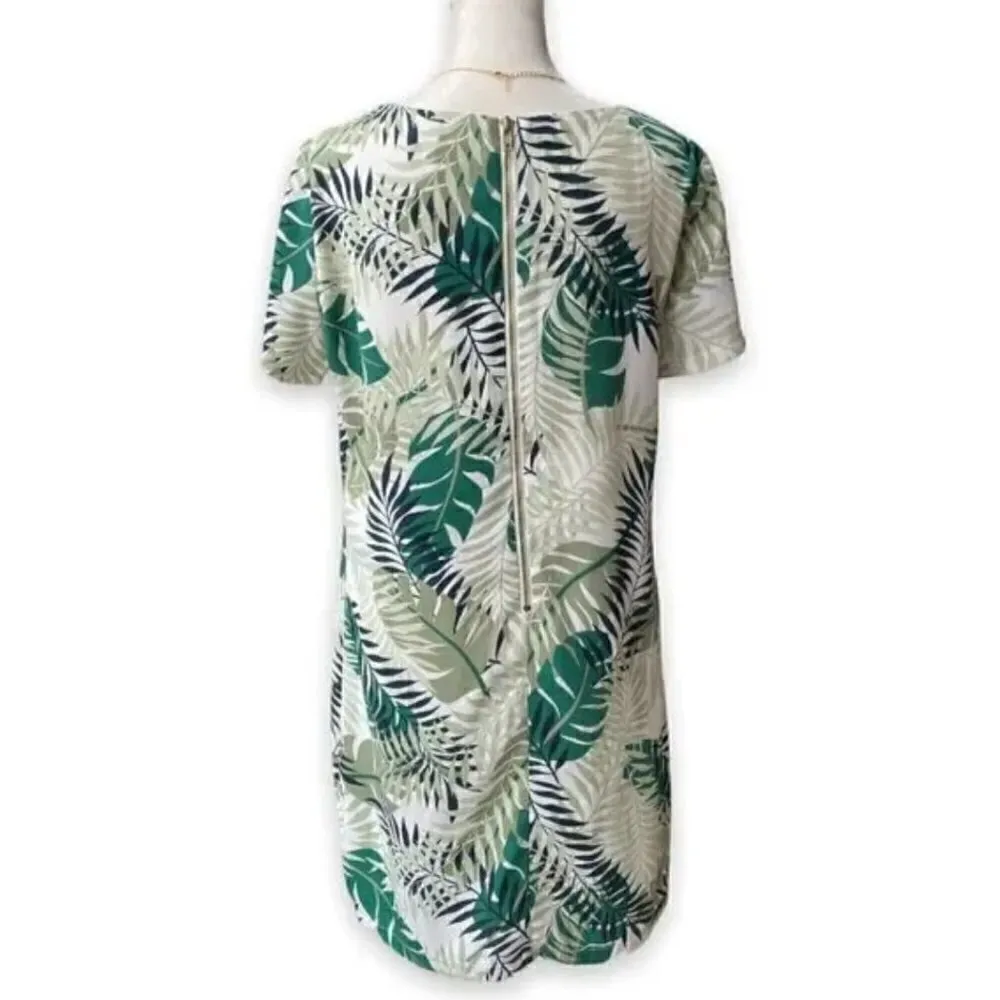 Lulu's Ivory & Green Leaf Give Me a Print Shift Dress XS NWT Tropical Vacation - Image 10