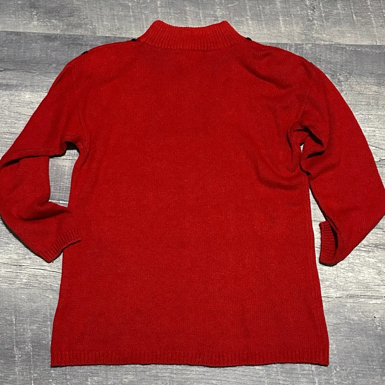 Vintage Sheridan Square Red Silk Wool Blend Tunic Sweater Womens M Beaded Sequin Size M - Image 4