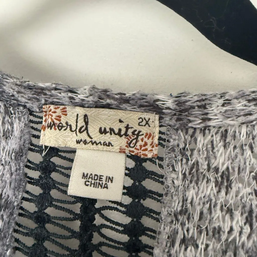 World Unity Women’s 2X Grey Marled Sweater - Image 2