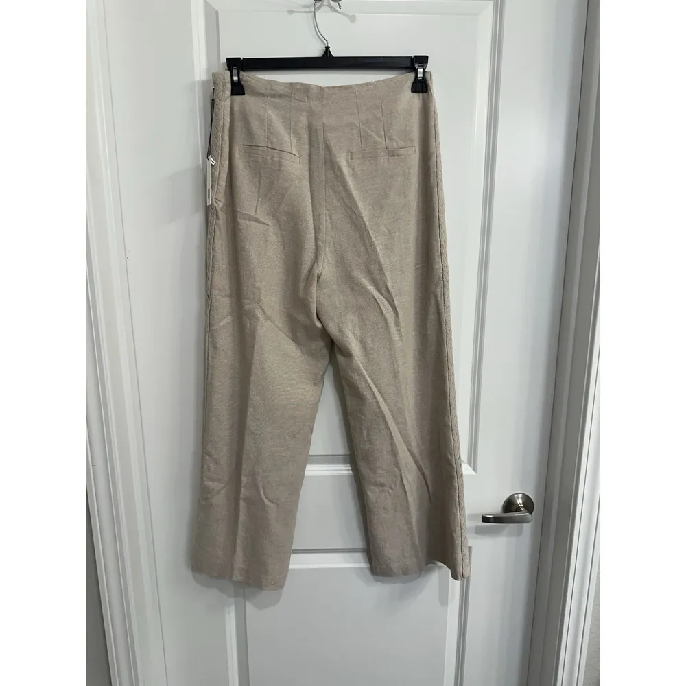 Jason Wu Beige Linen Blend Braided Trim Wide Leg‎ Pants Size 6 NWT $280 - Image 5