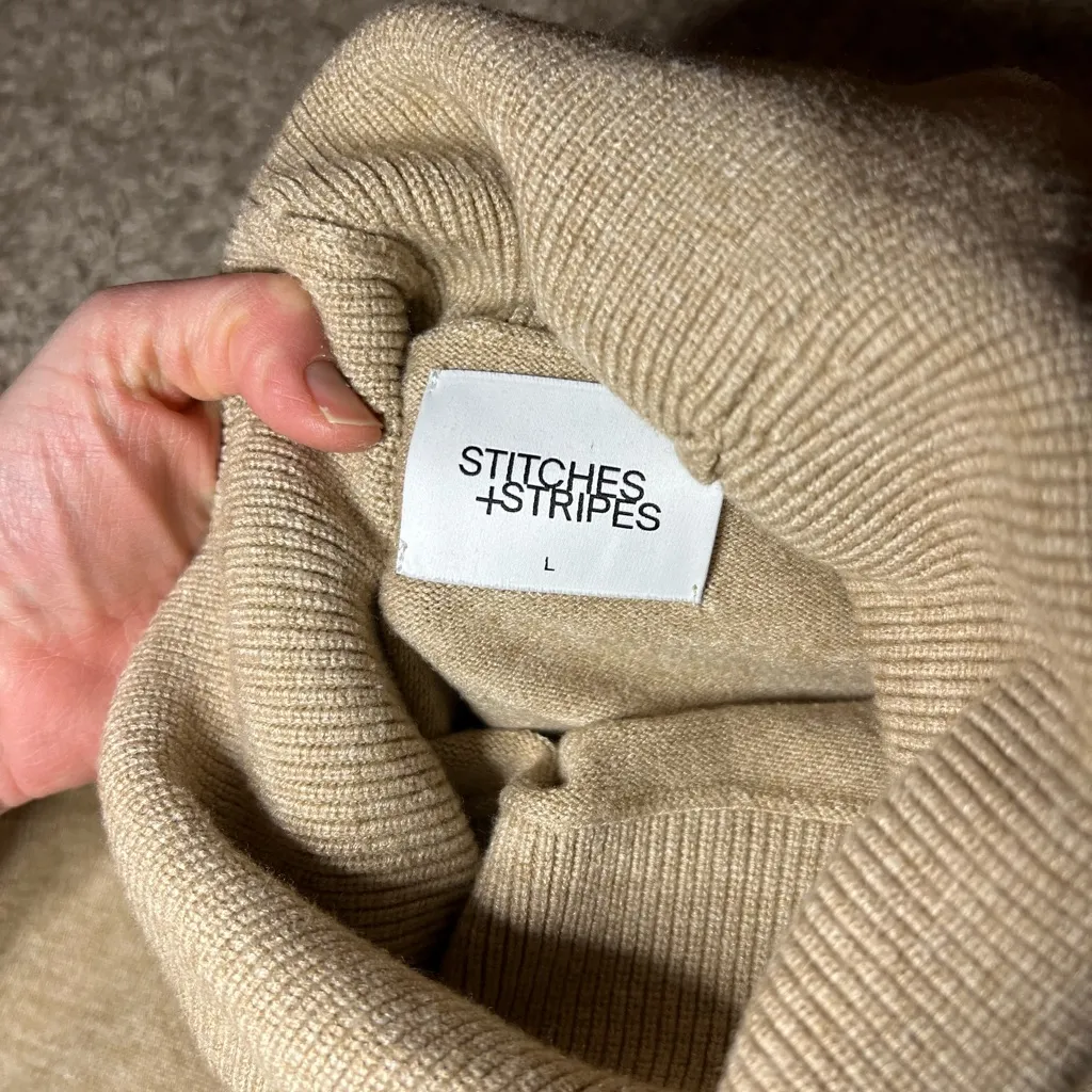 Elegant Tan Turtleneck Sweater Size L - Image 8