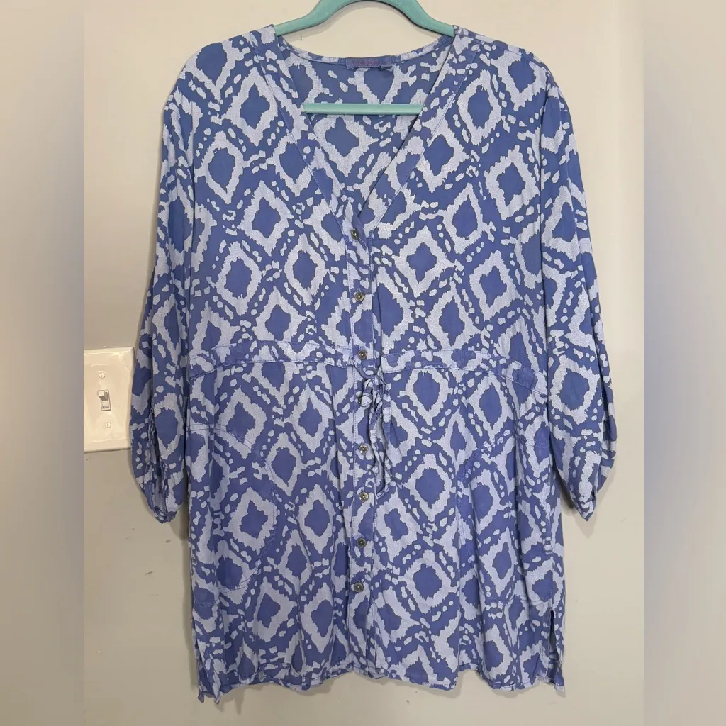 Fresh Produce Blue Geometric Cotton Blouse - Image 2