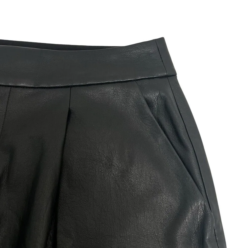 Alice And Olivia Paris Vegan Faux Leather Pants Toggle Jogger Black Women’s 8 - Image 7