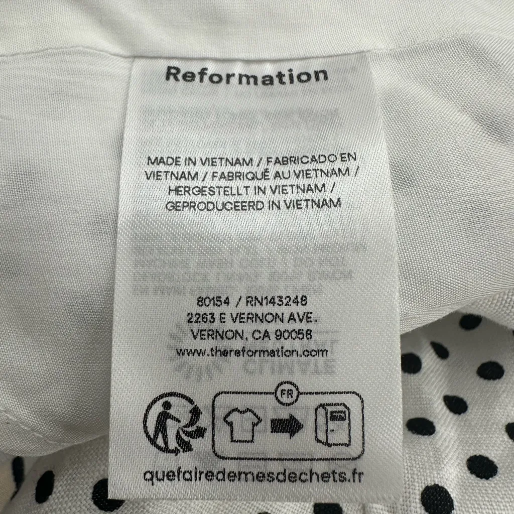 Reformation Reese Black White Polka Dot Top New! - Image 11
