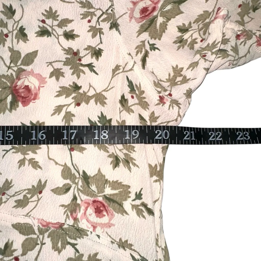 Nostalgia Vintage Cream Floral Short Sleeve Midi Dress LARGE Size M - Image 5