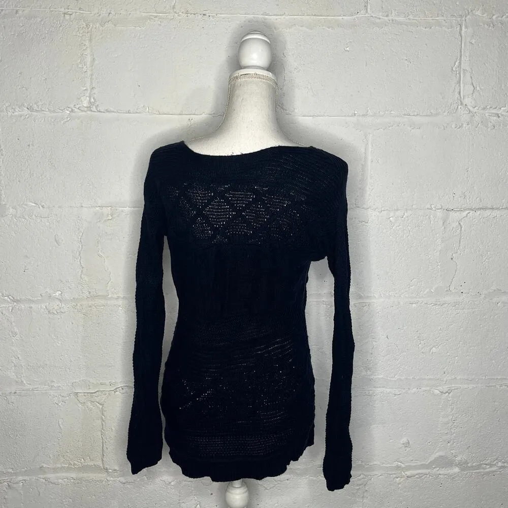 Talbots Women's Anchor Navy Cotton Boatneck Long Sleeve  Sweater Small Petite - Image 2