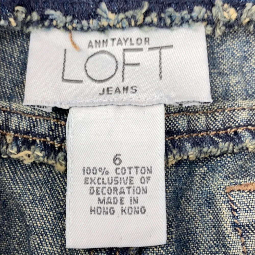 Loft Denim Jean Skirt Criss Stitch Floral Design 6 - Image 3