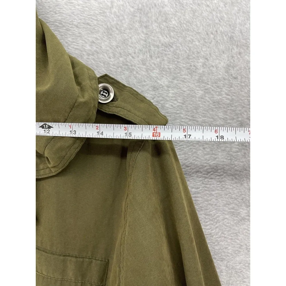 Brandy Melville Women's Olive Green Hooded Full Zip Jacket Long Sleeve One Size - Image 8