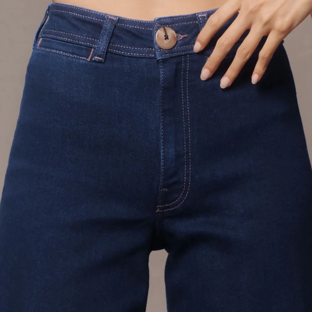 Anthropologie Maeve Ettie Cropped Wide Leg Jeans High Rise Dark Wash Size 27 | 4 - Image 8