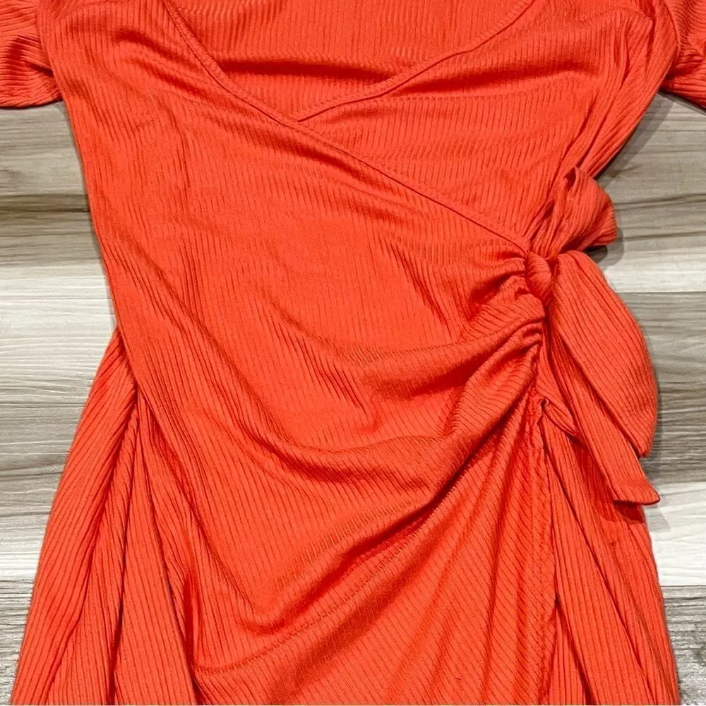See You Monday Orange Wrap Dress Women’s Medium - Image 2