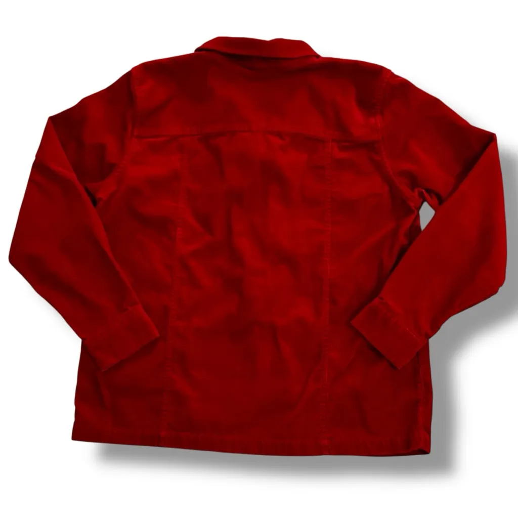 VTG 90s Christopher & Banks Corduroy Red Full Zip Barn Jacket Work Utility Sz L - Image 3